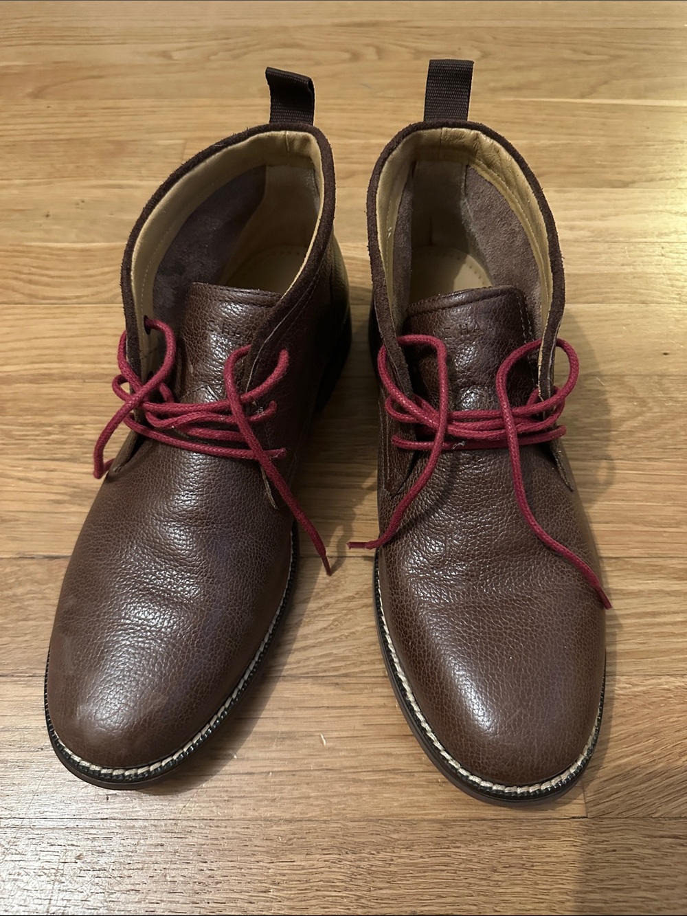 Cole Haan Brown Leather Chukka Boots with Red Laces